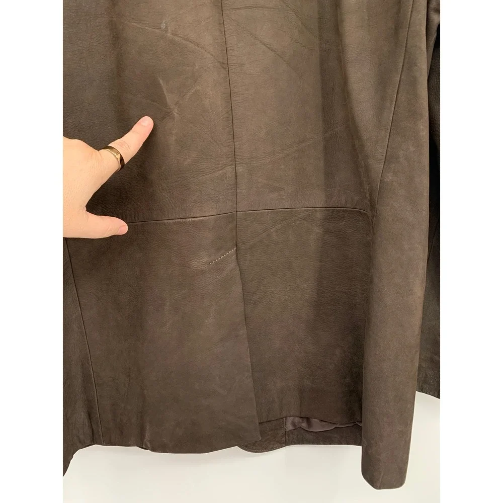 Vintage Banana Republic Blazer Mens 42R Brown 100% Nubuck Leather Jacket Heavy